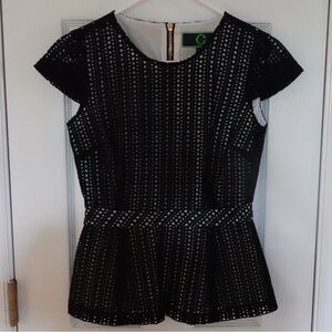 C. Wonder Black Dot Eyelet Peplum Top 00